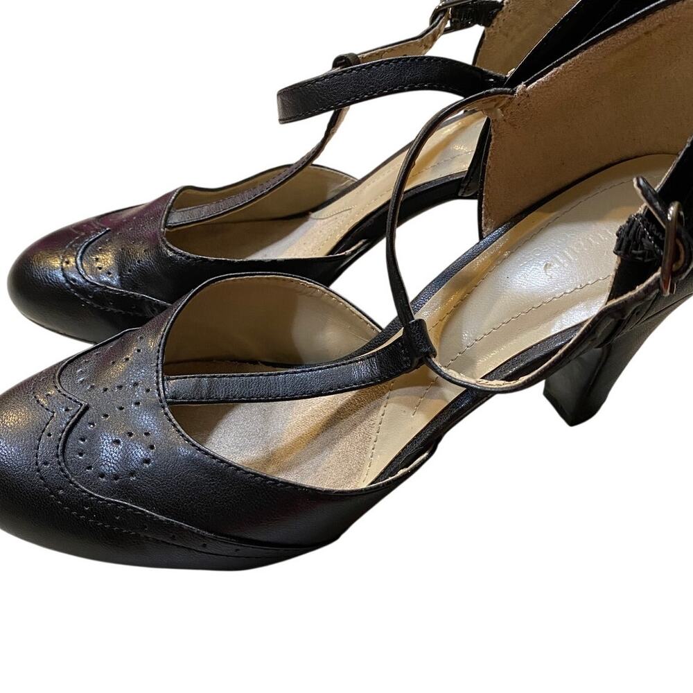 Naturalizer Mary Jane T Strap Heels Womens 9 Black Leather 2.5 Inch - Picture 2 of 8